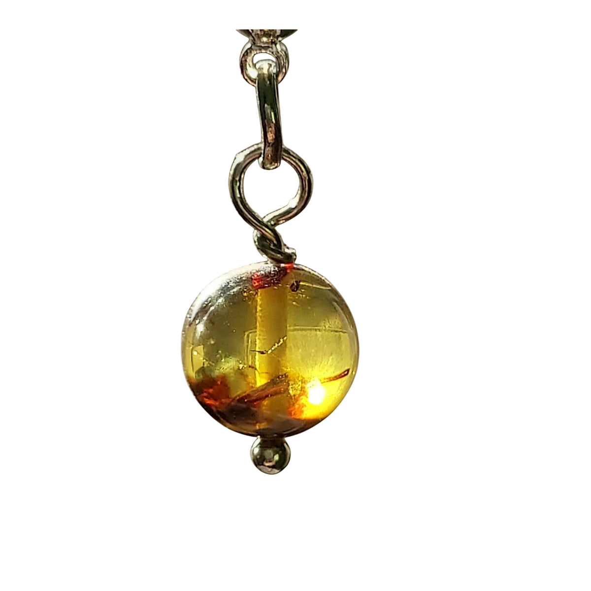 Boucles d'oreilles puces ambre miel inclusions naturelles argent 2 - Madame De Marsac