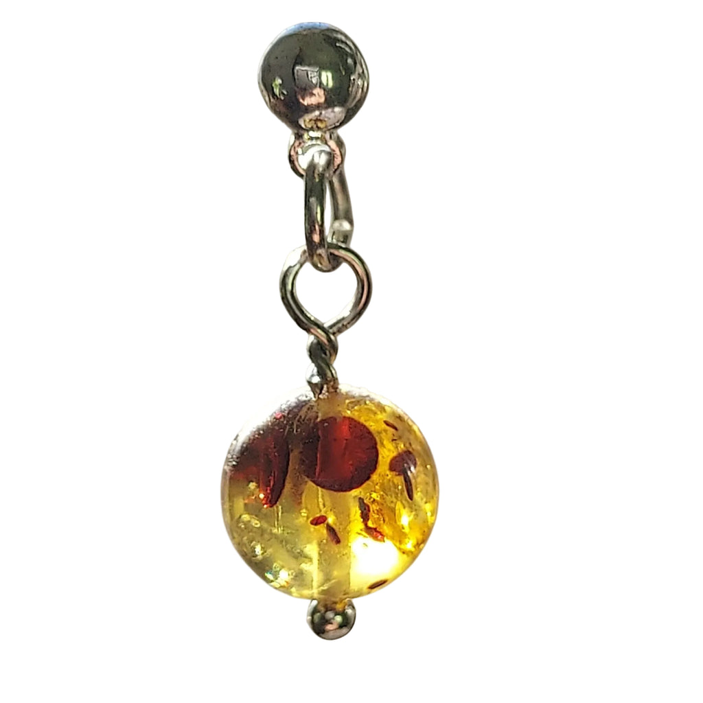 Boucles d'oreilles puces ambre miel inclusions naturelles argent - Madame De Marsac