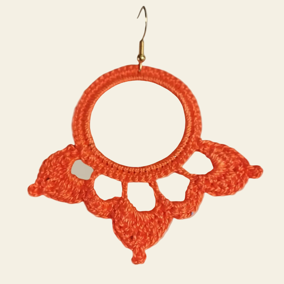 Boucles d'oreilles crochetées arabesques coton orange - Madame de Marsac