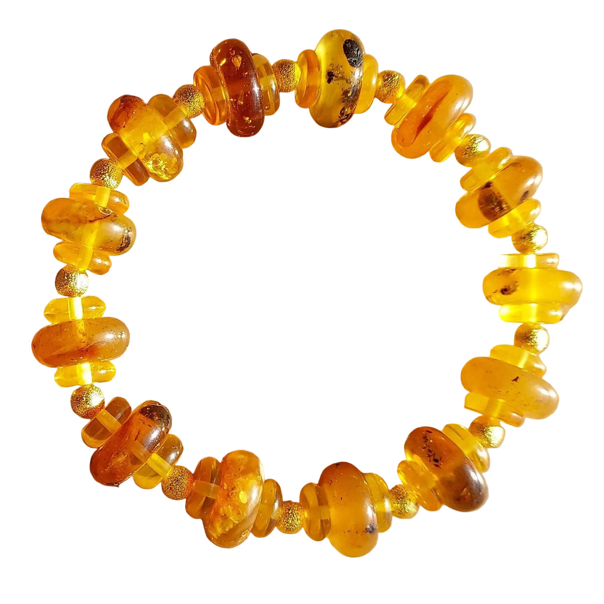 Bracelet structuré ambre baltique certifié laiton doré pièce unique - Madame de Marsac