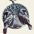 Collier corbeaux d'Odin Hugin Munin médaillon acier inoxydable - Madame de Marsac