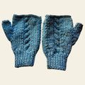 Mitaines - Laine & yack - Bleu denim - Torsades - Pièce unique