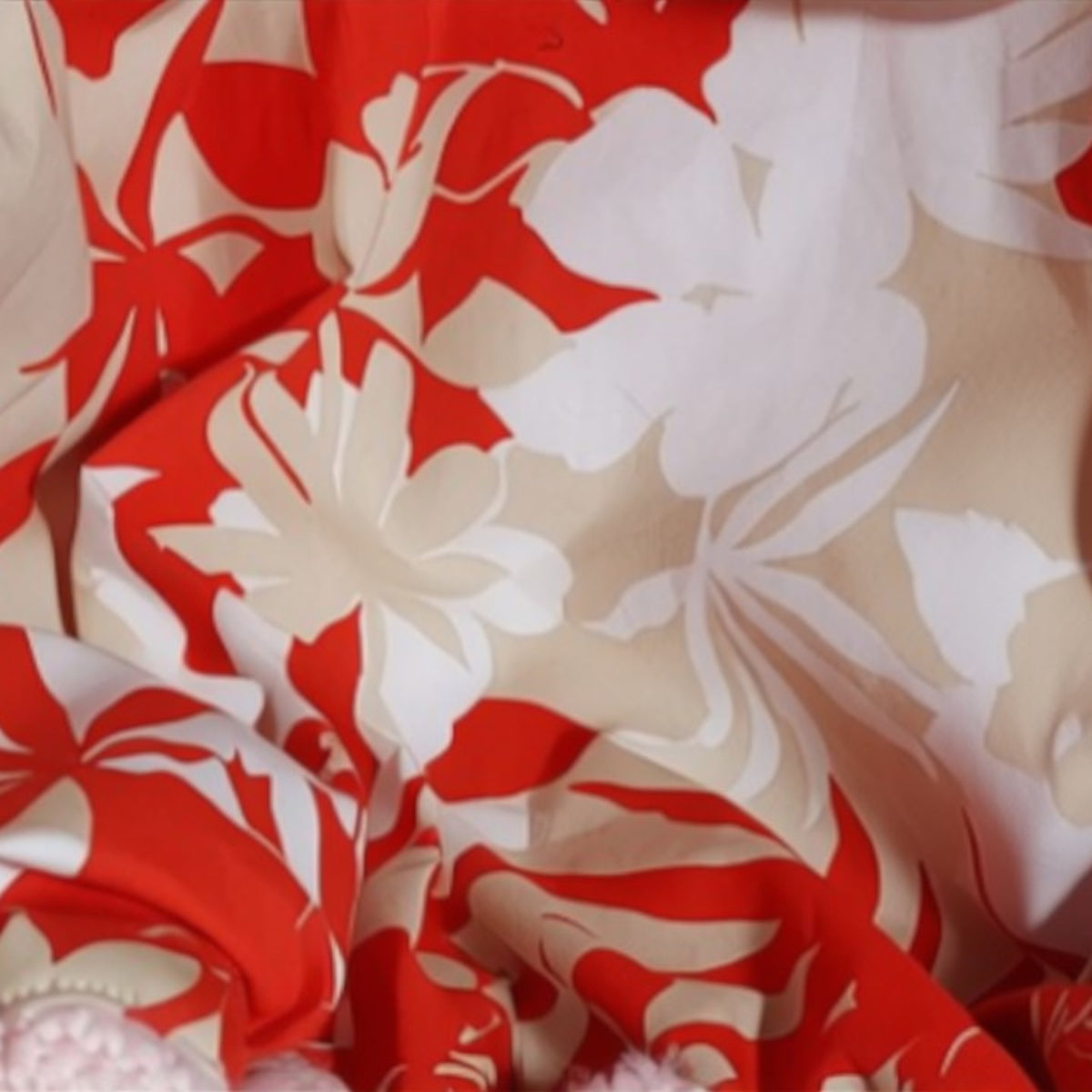 Doublure coton floral sac boule fausse fourrure rose - Madame de Marsac
